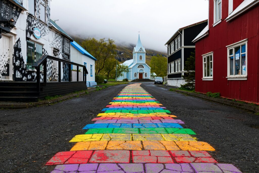 Church in Seyðisfjörður Rainbow Road Iceland